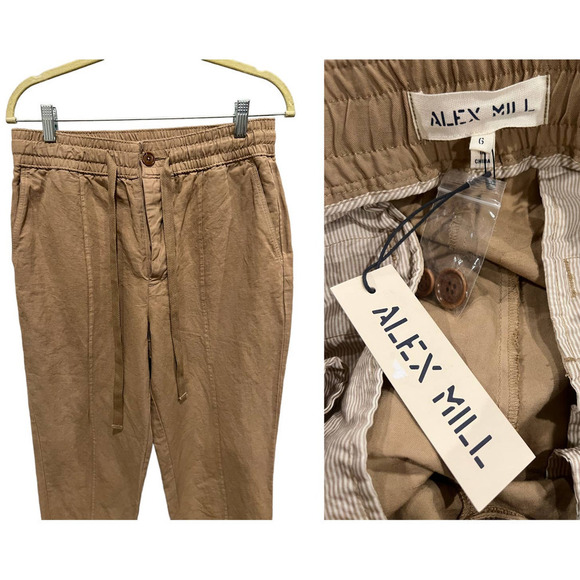 NWT ALEX MILL Sam Pull-On Linen Blend Pants (6) - Picture 3 of 6